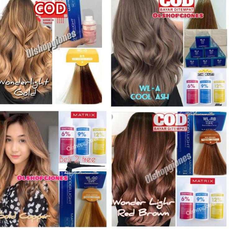 Matrix Wonderlight Cat Rambut + Oxydant ( campuran ) wonder light socolor gold copper , ash , red br