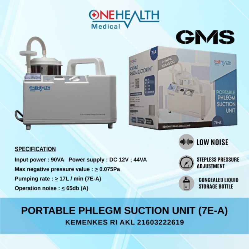 Suction Pump Portable 7E - A Onehealth / Alat Penyedot Dahak Lendir dan Cairan