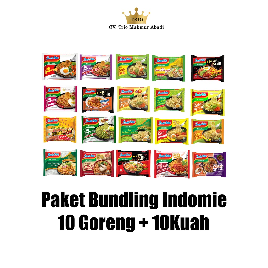 

Promo PAKET INDOMIE Bundling 20pcs Mix 2 variant Rasa (10pcs Goreng + 10pcs Kuah)