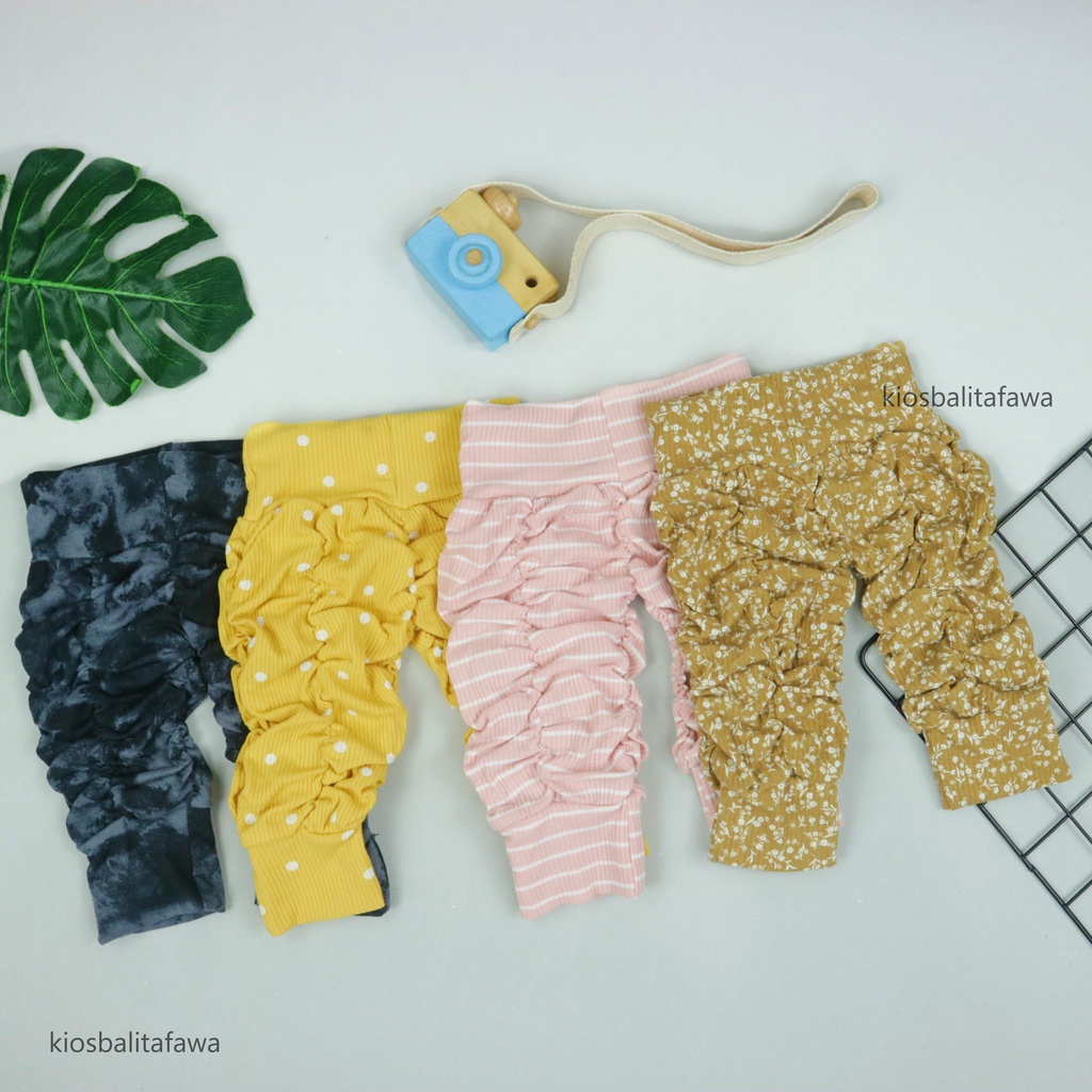 Legging Kerut Motif uk 3-12bln / Celana Anak Celana Anak Perempuan Celana Murah Legging Skinny Pants