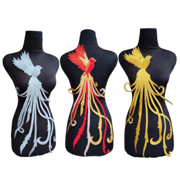 renda bordir gamis gaun motif burung