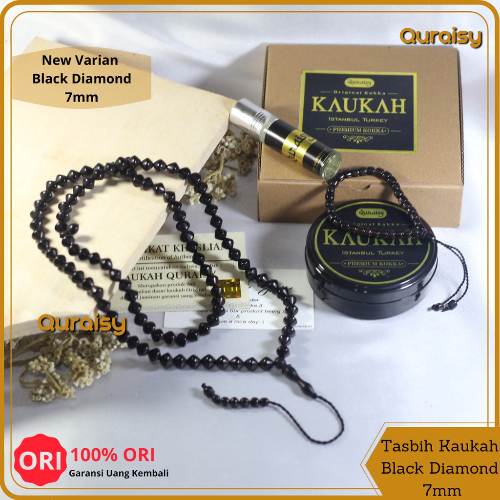 𝐐𝐮𝐫𝐚𝐢𝐬𝐲 𝐊𝐚𝐮𝐤𝐚𝐡 - Tasbih Kayu Kokka Wajik Hitam Turki Original Asli Koka Kaukah 99 Butir