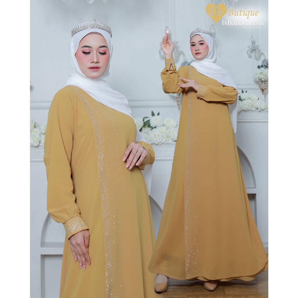 Gamis De'Butique Original/ Ishana Dress/ Dress Wanita Bahan Ceruty