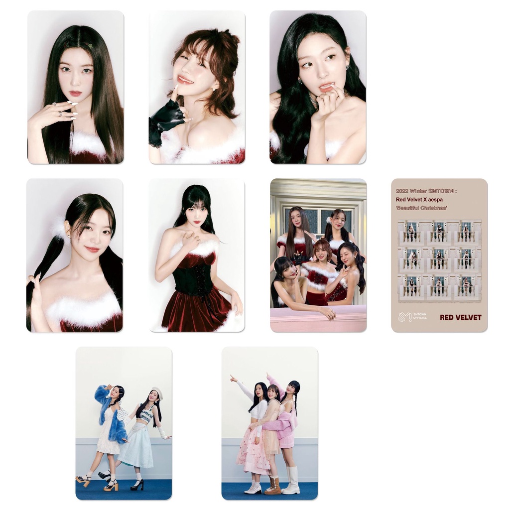 8pcs / set RED VELVET 2022 SMTOWN Beautiful Christmas Photocards Aespa X Red Velvet Lomo Cards Seulgi Wendy Joy Yeri Juhyun Kpop Postcards