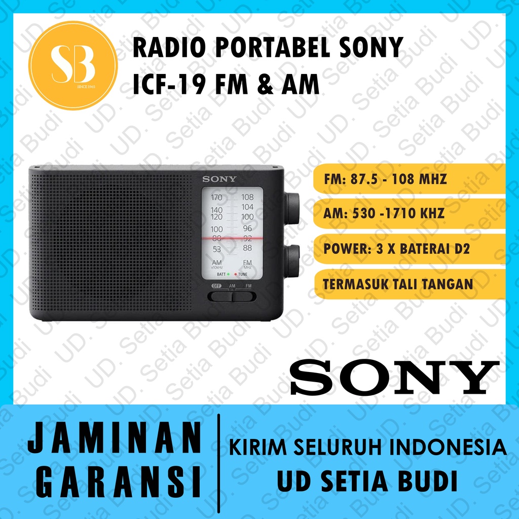 Pocket Radio Sony ICF 19 Radio Portable Fm/Am  Speaker ICF-19 ICF19