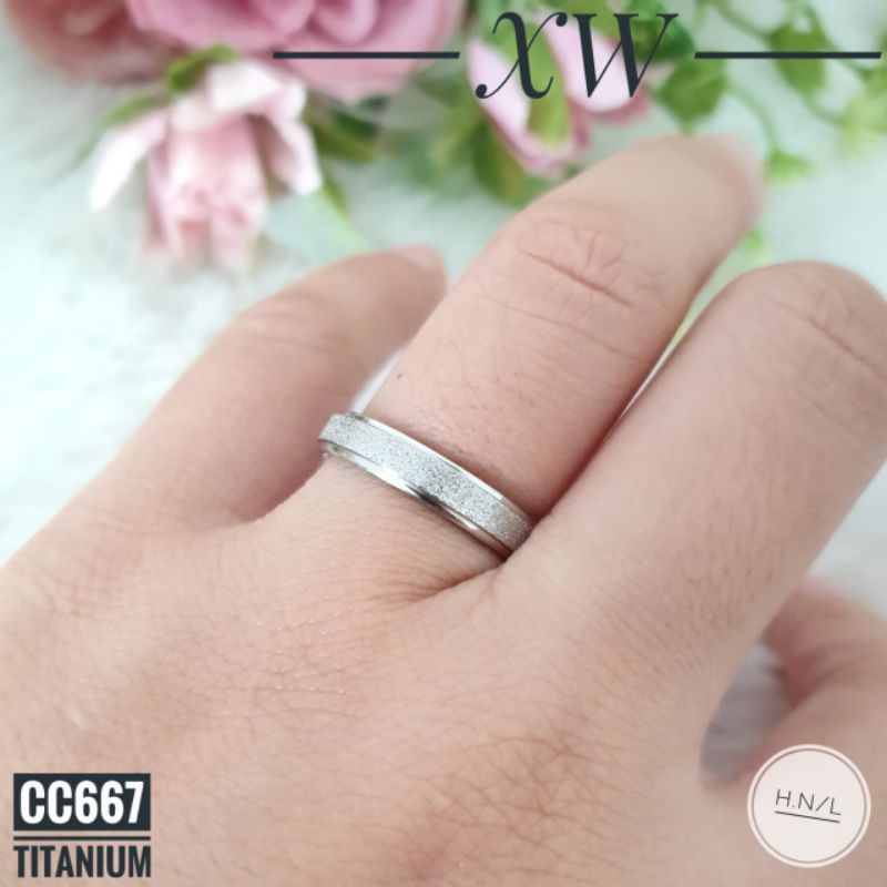 TERLARIS!! COD BOS KU!! cincin titanium motif pasir / cincin pria wanita 100% tidak luntur harga satuan