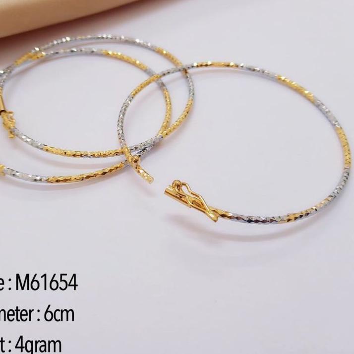 ☚ Gelang Keroncong Titanium model Tipis Bukaan Samping Lapis Emas 24karat ♩