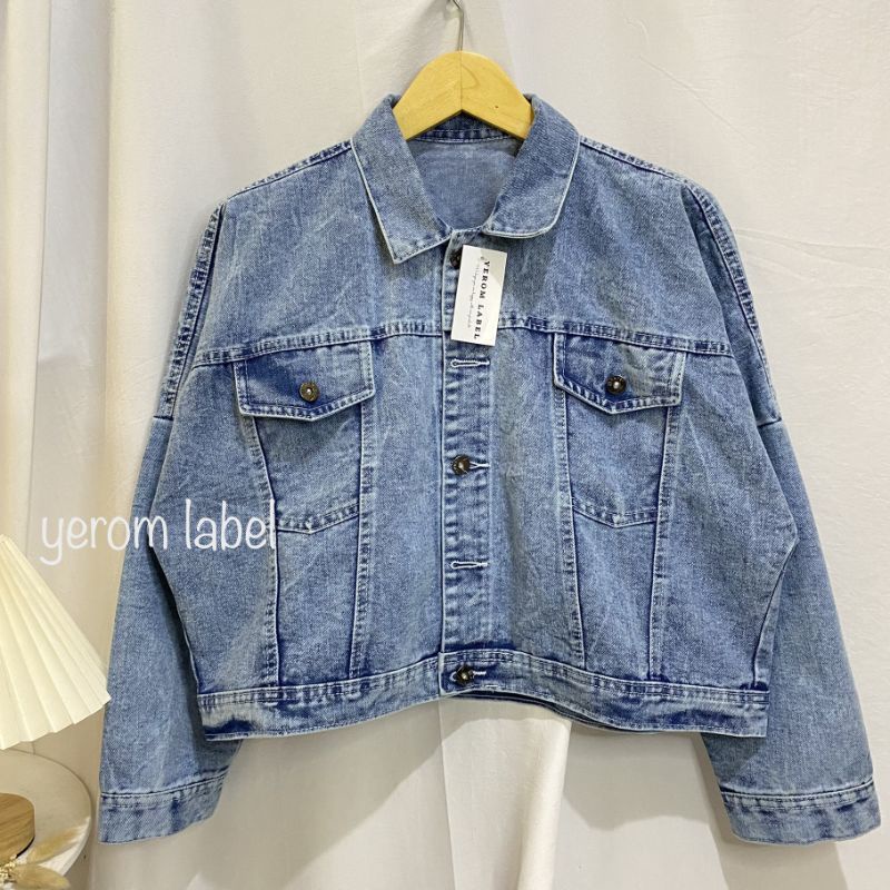 JAKET JEANS OVERSIZE LENGAN BALON // JAKET JEANS LENGAN BALON