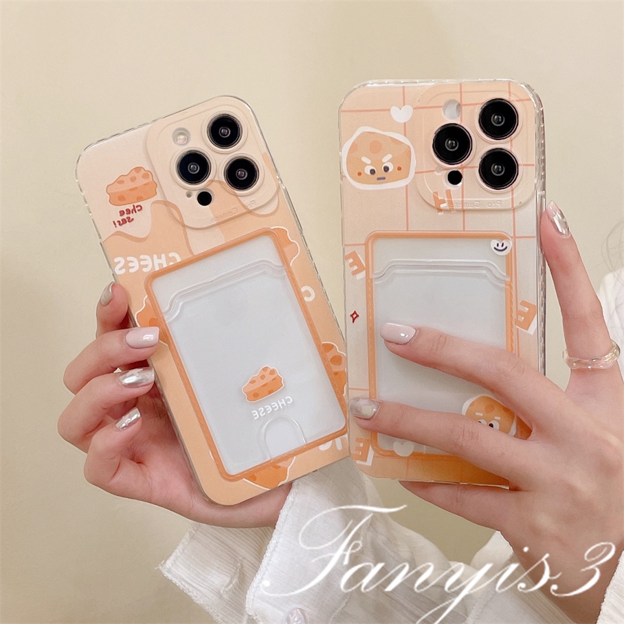 Compatible For IPhone 14 13 12 11 Pro Max X XR Xs Max 8 7 Plus SE 2020 Kompatibel Untuk Cheese Card Holder Phone Case Clear TPU Soft Cover Pelindung