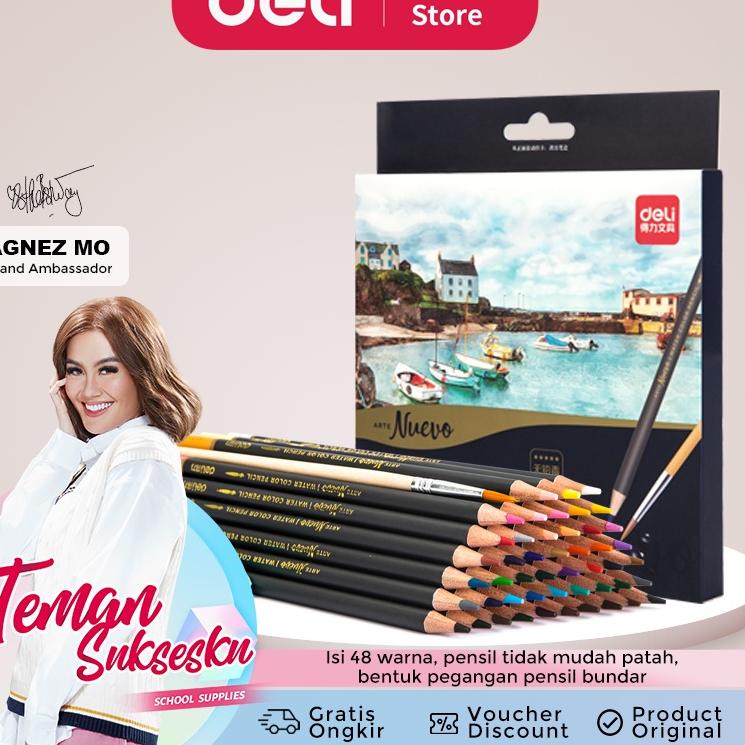 

12.12 SALE Deli pensil warna 24/36/48C watercolor dengan kuas non-toxic, dapat dicuci dan teknologi hybrid 65X0 
