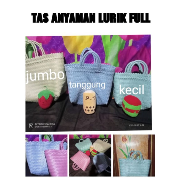 TAS ANYAMAN PLASTIK LURIK POLOS-Hampers-Souvernir
