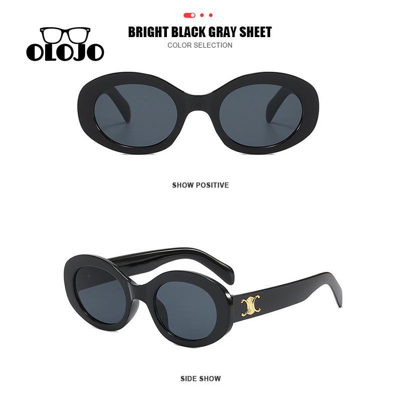 【COD】Kacamata Hitam Retro Bingkai Oval Female Posing High Grade Street Photo Sunglasses