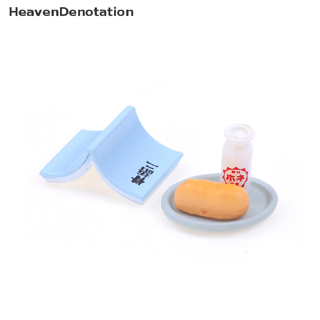 [HeavenDenotation] 1set Rumah Boneka Miniture Makanan Susu Roti Buku Piring Dapur Aksesoris Mainan HDV