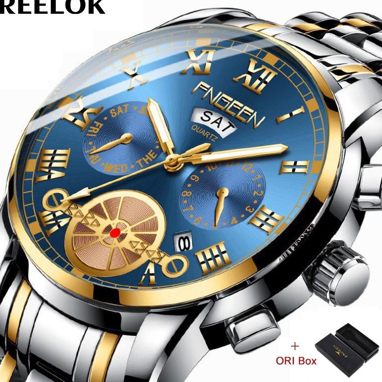 RECOMENDED FNGEEN 4001 Jam Tangan Pria ury Stainless Steel Quartz Original Anti Air Watch