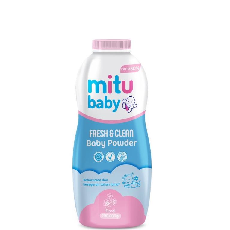 G97 Mitu Baby Powder Fresh & Clean Pink Floral 300 gr BARU SPESIAL ★