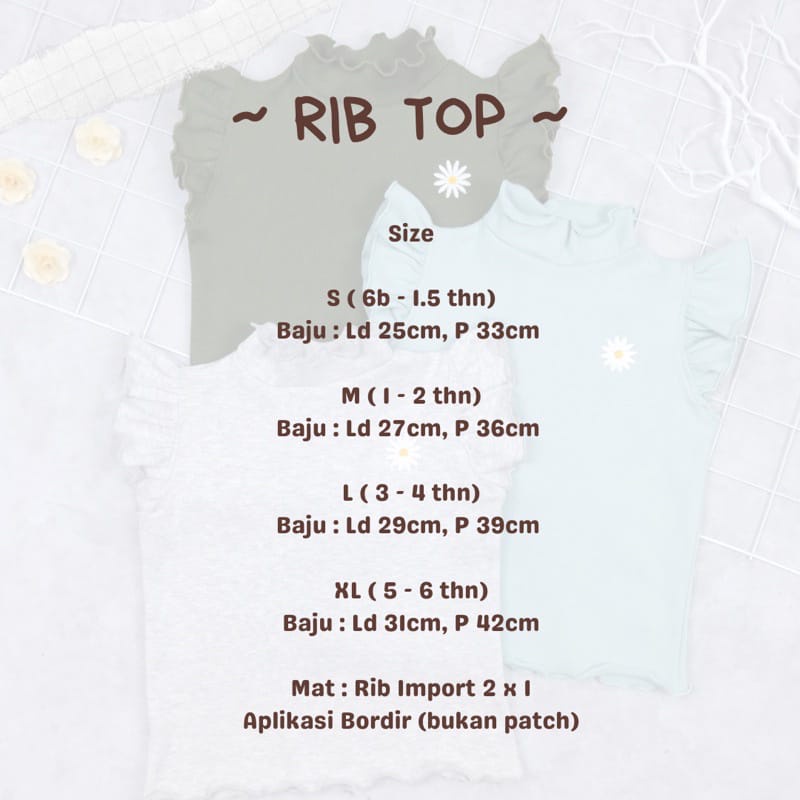 RIB TOP BORDIR FLAMY&amp;DAISY