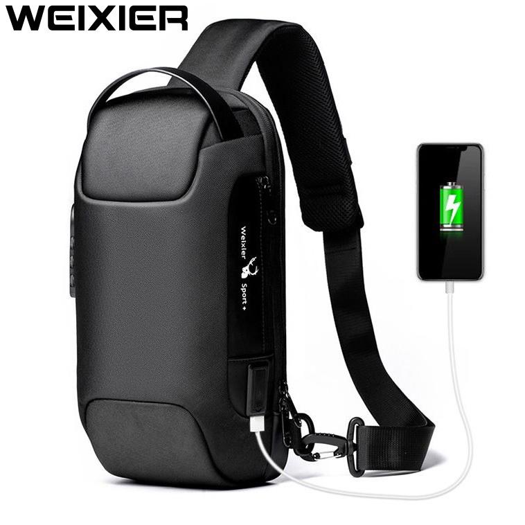 BOOMING WEIXIER 9529 Tas Selempang Pria Shoulder Bag Anti Maling USB Port Anti Air WX-OS