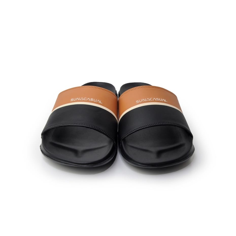 Sun Casual - Vol 3 Brown / Black | Slippers Slide | Sandal Pria | Sandal Wanita | Sandal Unisex