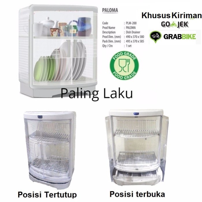 Terlaris Rak Piring Plastik Tertutup Rovega Paloma (Bisa Gojek)