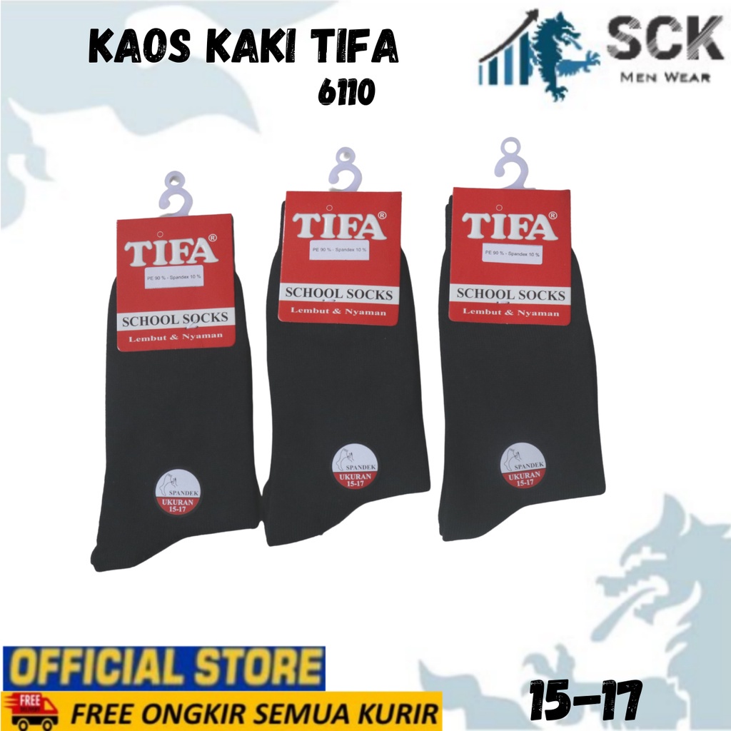 Kaos Kaki Anak TIFA 6110 Polos Hitam Halus 15-17 cm / Perlengkapan Sekolah - sck