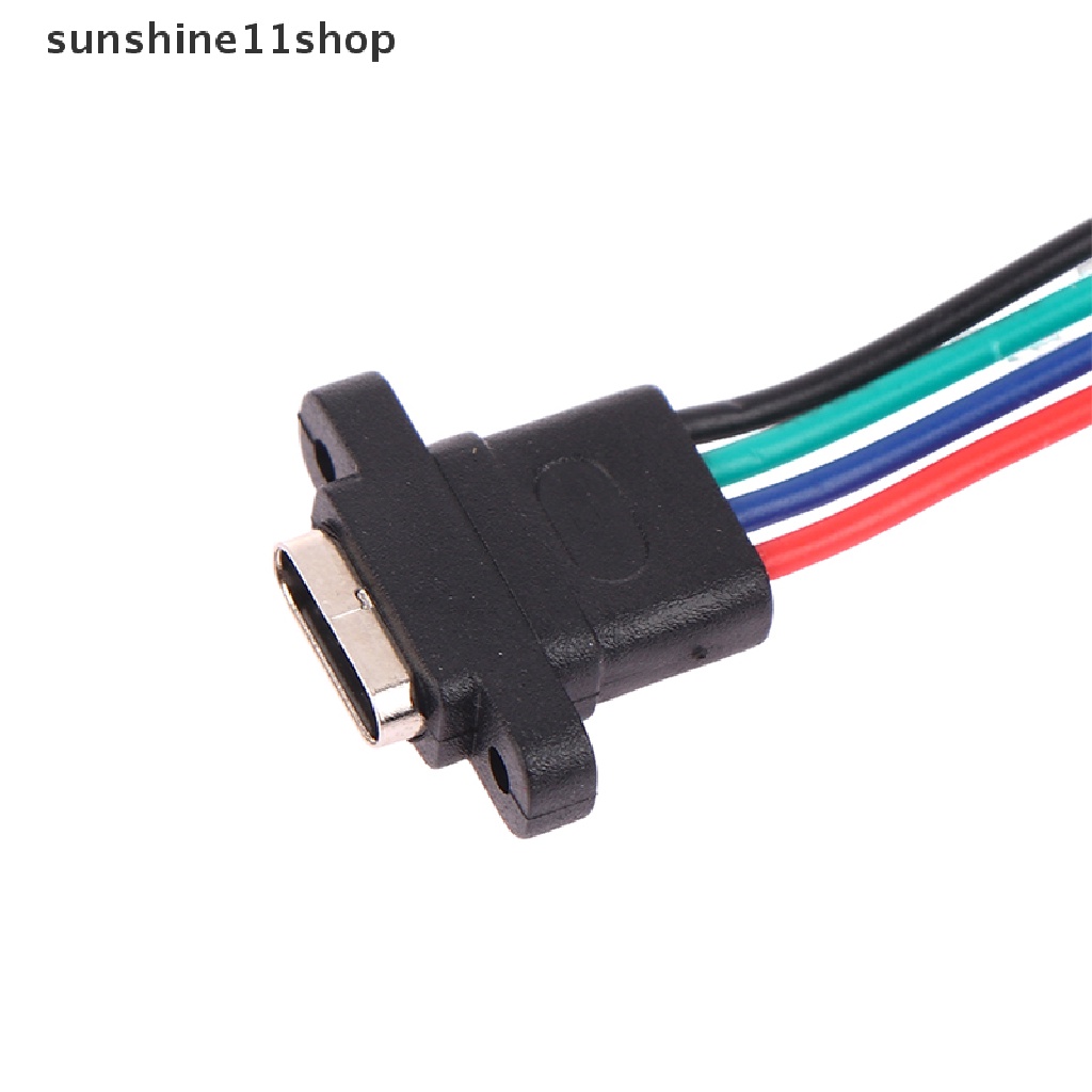 Sho Konektor USB 3.1 Tipe-C 4Pin Kawat Las Female Soket Cewe Tahan Air Ring Karet Arus Tinggi Port Pengisian Cepat N