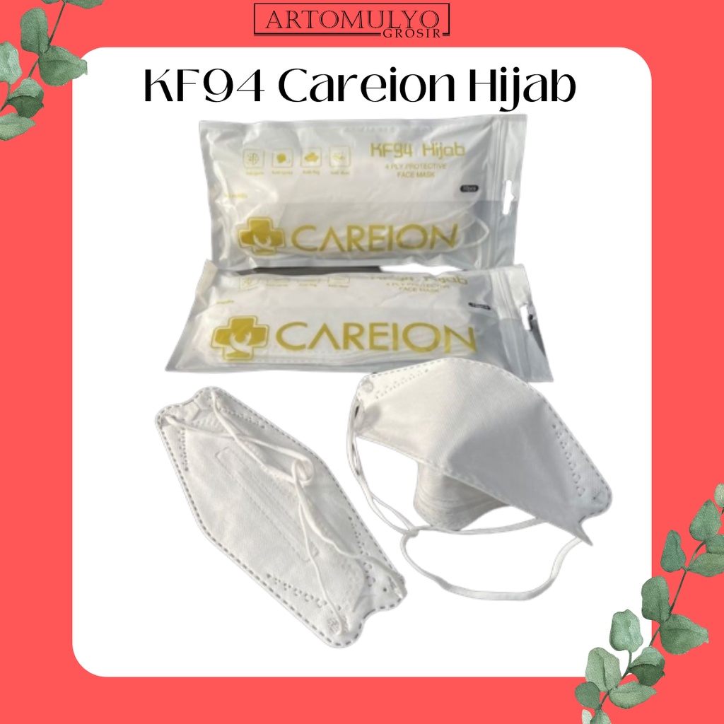 MASKER HIJAB CAREION ORLEE DUCKBILL KF94 KF HEADLOOP KOREA HITAM PUTIH ABU ABU Isi 10pcs per pack Original