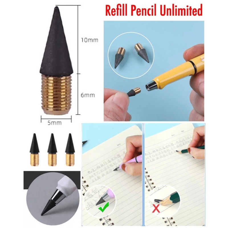 ANG PENSIL ETERNAL AJAIB REFIL UNLIMITED TANPA RAUTAN WARNA MACARON / ALAT TULIS ANAK SEKOLAH