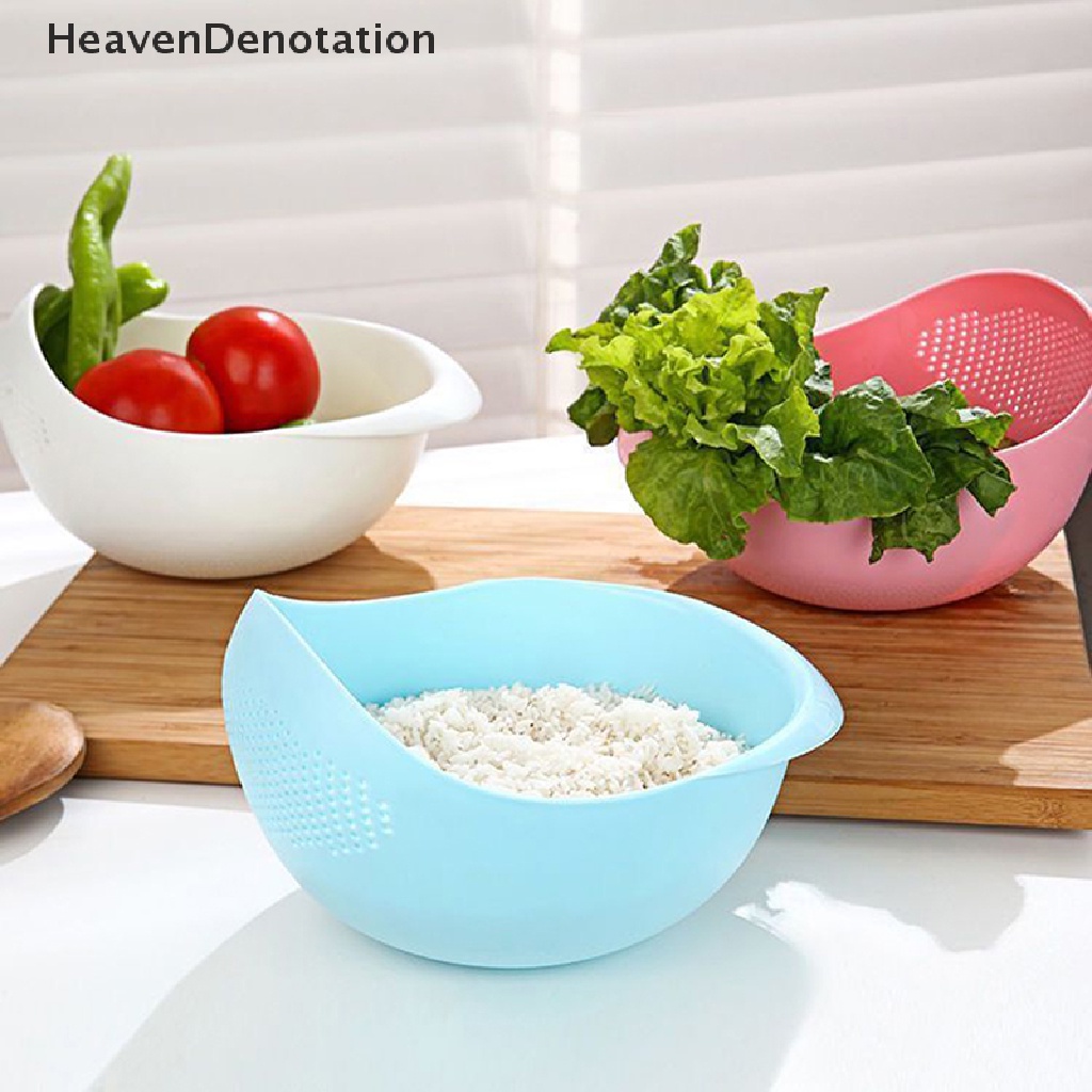 [HeavenDenotation] Saringan Nasi Colander Kitchen Drain Basket Dengan Gagang Rice Bowl Strainer Basket HDV