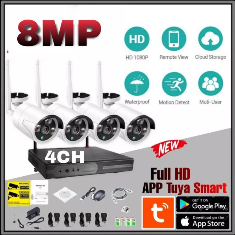 PROMO Paket Nvr Kit 4CH Wireless Paket IP Camera CCTV Tanpa Kabel 4 Channel