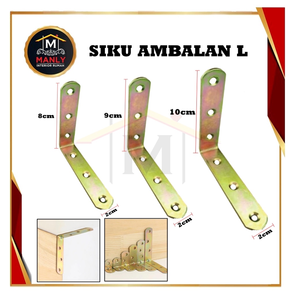 Siku L (Besi) / Siku Rak Verseng (Besi) / Siku L Penyangga Kayu 2cm, 3cm, 4cm, 5cm, 6cm, 7cm, 8cm, 9cm, 10cm