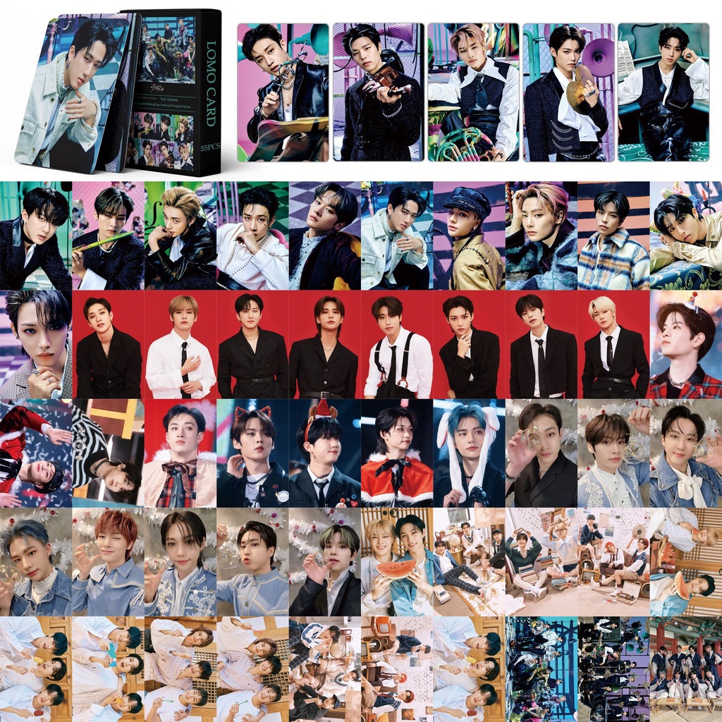 55pcs / box Stray Kids THE SOUND Photocards Felix Han Hyunjin I.N Minho Chan Jisung Bin Seungmin Lomo Cards Kpop Postcards