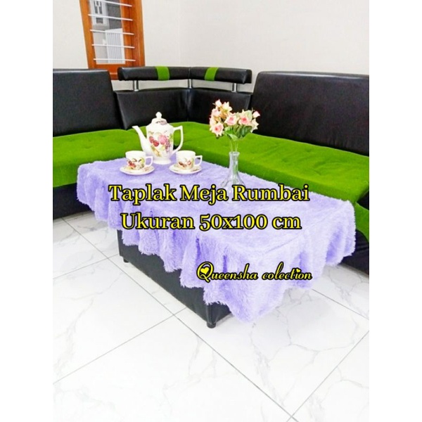 Produk Baru / Taplak meja bulu rumbai / Taplak meja bulu rumbai kombinasi / Taplak meja rumbai bulu 