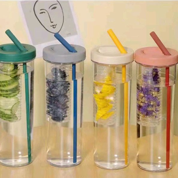 Botol Infused Water Dengan Sedotan Lipat