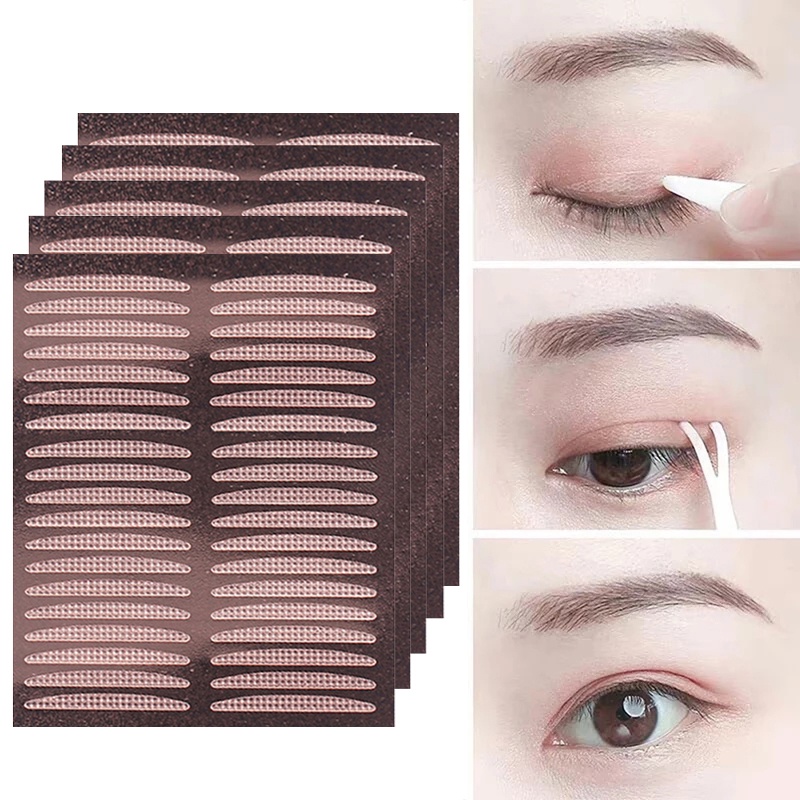 Invisible Double Eyelid Sticker Rose Gold Mesh Traceless Self-adhesive Stiker Kelopak Mata Serat Tahan Air Alami Pita Kelopak Mata Alat Makeup Mata