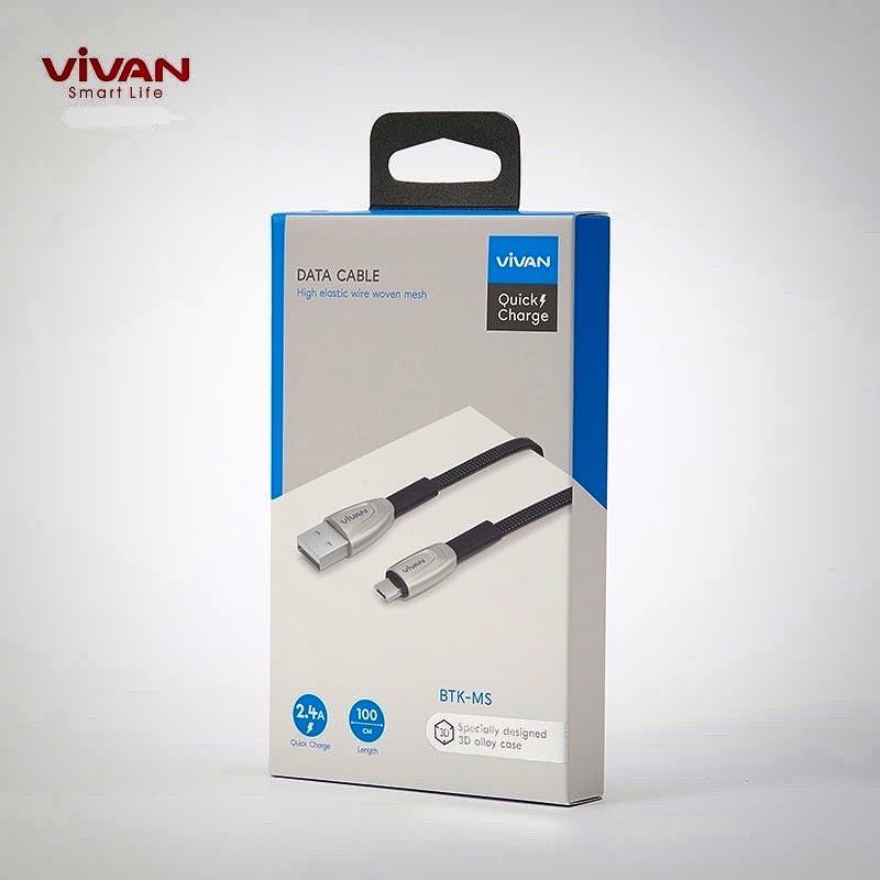 Original Vivan Kabel Data Micro Usb 2.4A Fast Data Sync Dan Charging Cable Data Usb Micro [B-TKM]