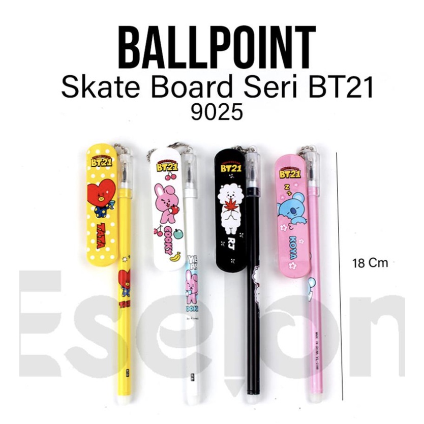 

Terlaris ✨ -12pcs Pulpen Gel Skateboard BT21 9025 / 1pack Pulpen Fancy- 2.2.23