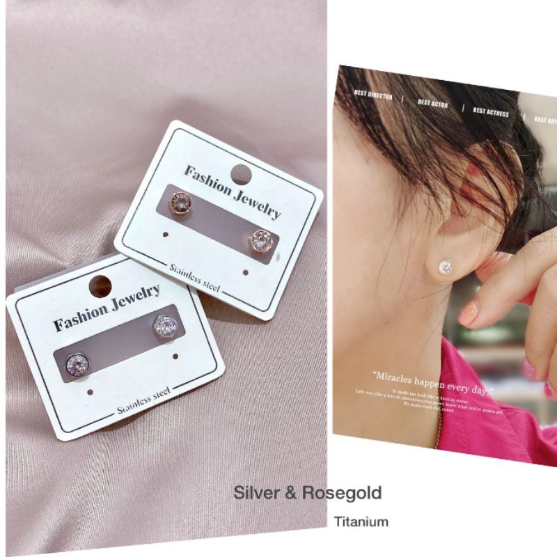 Anting Titanium Asli kilau mirip emas asli Premium Quality Anti Karat Anti Alergi Earling Branded Band Stainless Steel Ori An2