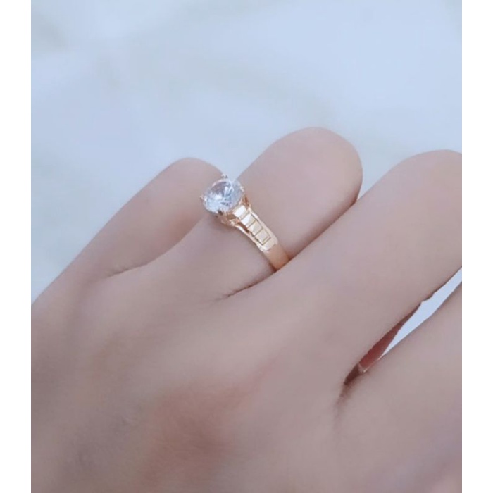 cincin solitaire mata putih/perak asli silver 925 lapis emas/perhiasan fashion wanita terbaru