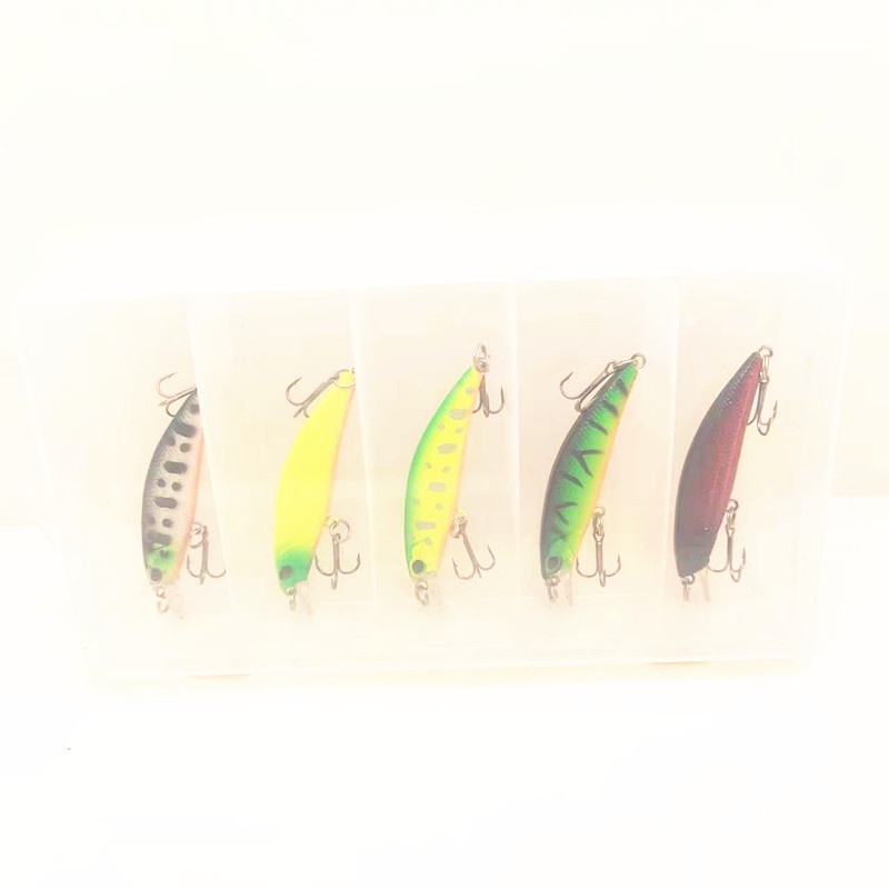 5 Pcs Kotak Ikan Kecil Ikan Kecil Umpan Pancing Bass Tenggelam 7 cm 4g Wobbler Buatan Keras Treble Hook Fishing Tackle