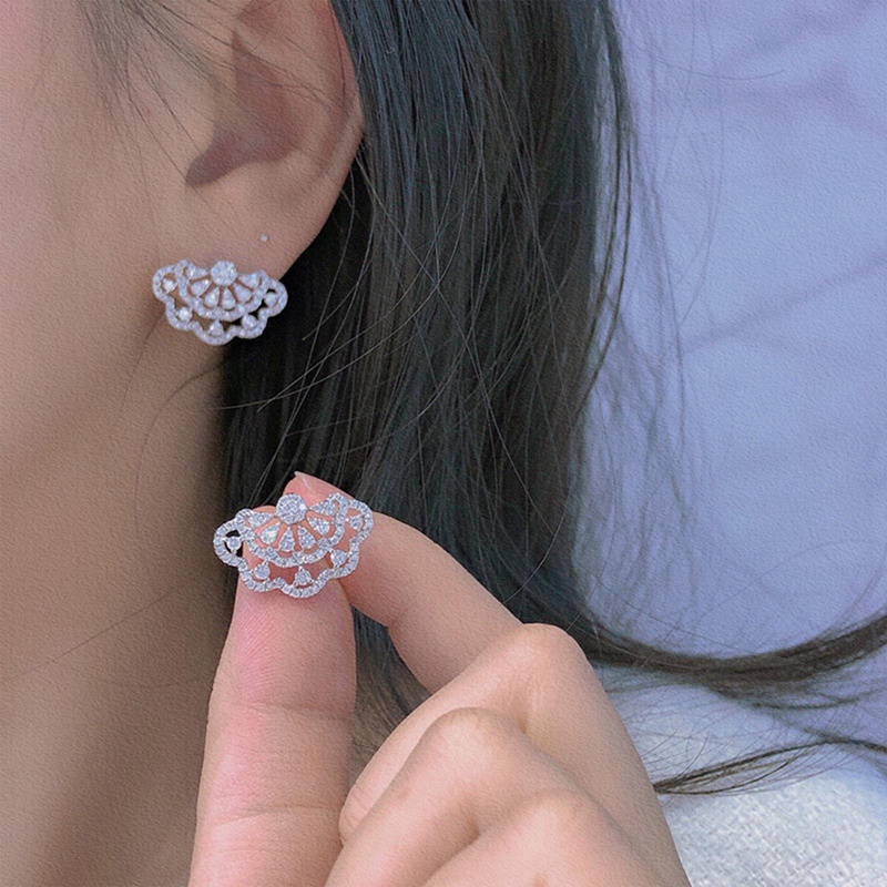 Micro-hias Anting Tusuk Full Zircon Lapis Emas Untuk Wanita Aksesoris Telinga Lembut Pribadi