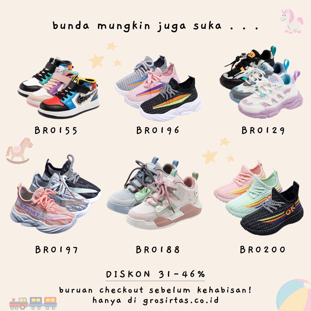 GROSIRTAS LV0196 Sepatu Sneakers Anak Anak Garis 2 Warna Import/Sepatu Olahraga Tali Anak