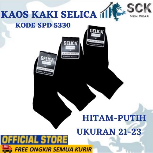 Kaos Kaki Sekolah Panjang SELICA SPD 5330 MK HITAM / Kaus Kaki TK SD 5330 - sckmenwear GROSIR