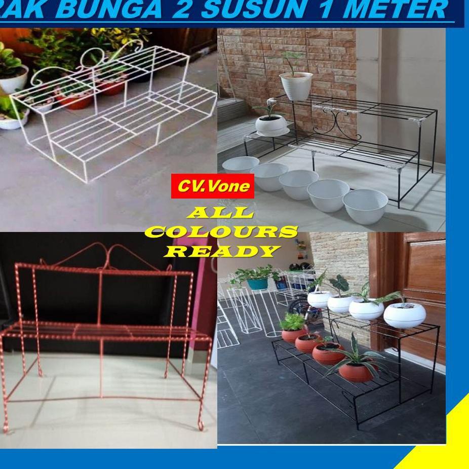 ❃ Rak Bunga Besi Susun 2 Minimalis Tanaman Hias Aglonema  Bertingkat 10 Dudukan Kotak Bulat Bahan Be