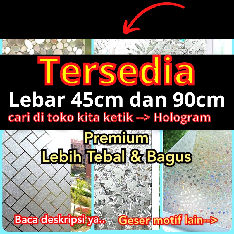 SETIKER STICKER STIKER KACA LEBAR 120CM 60CM HOLOGRAM SUNBLAS SUNBLAST KACA WALLPAPER PINTU JENDELA KACA BUAT KAMAR MANDI DEKORASI DEKOR RUMAH SANBLAST SANBLAS SUNBLAST SUNBLAS MOTIF BAMBU DAUN BUNGA LEMARI KACA DAPUR AESTHENTIC 3D MINIMALIS PREMIUM MURAH