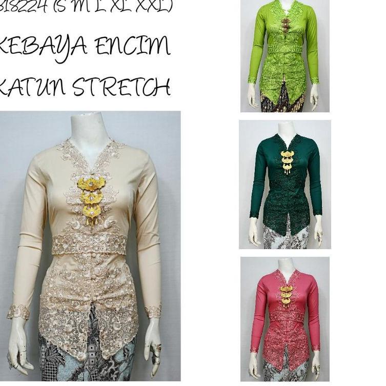 ✱ Indah KEBAYA ENCIM MODERN LENGAN PANJANG BORDIR SENADA KATUN STRETCH KEBAYA WISUDA KEBAYA KATUN KE