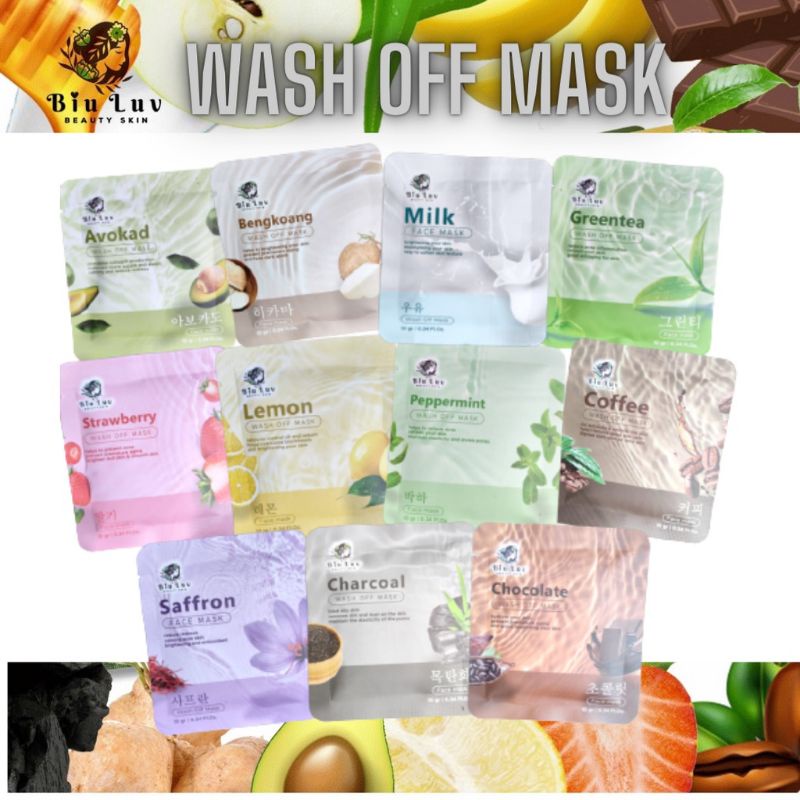 BPOM! BIU LUV ORGANIC MASK TRAVEL SIZE WASH OFF MASK - MASKER WAJAH ORGANIK KILOAN BIULUV 10 GR 10GR