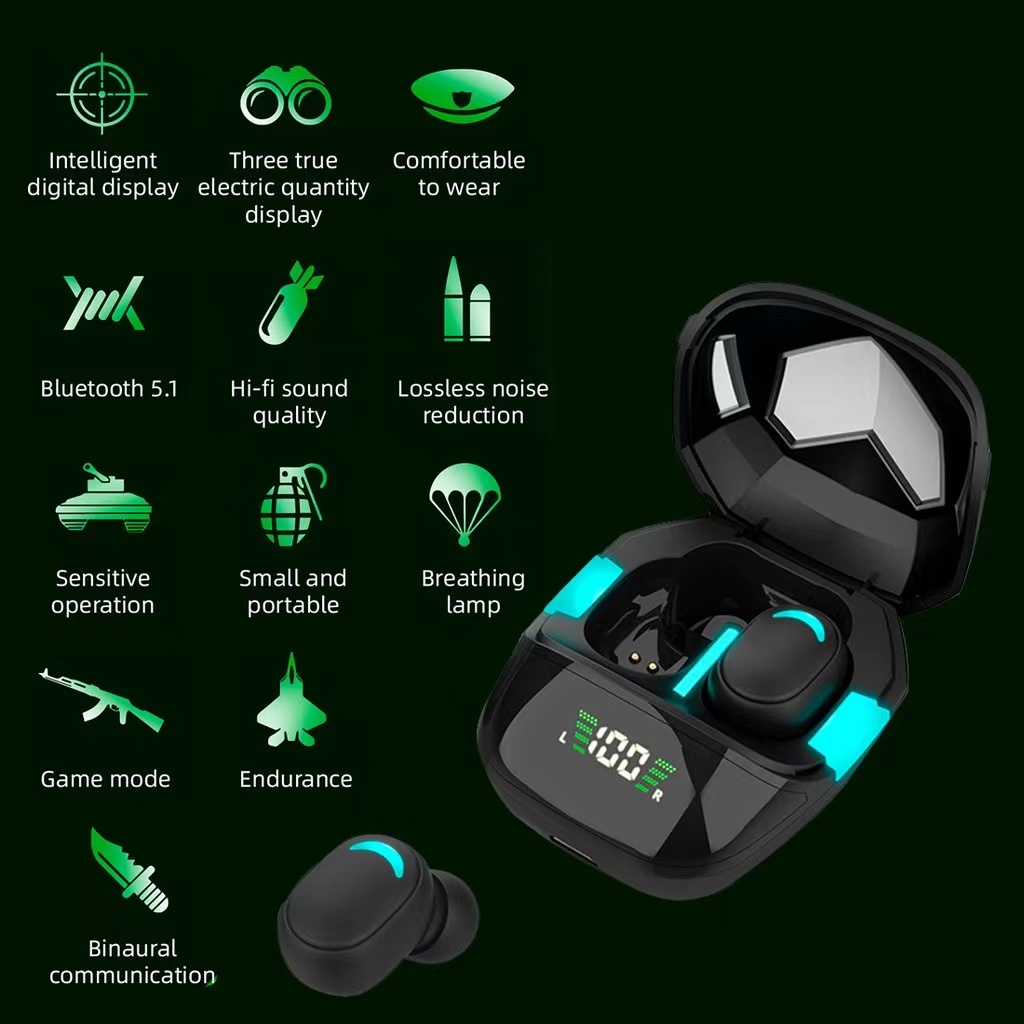 G7S Headset Gaming TWS Bluetooth BT5.1 Tahan Air Latensi Rendah
