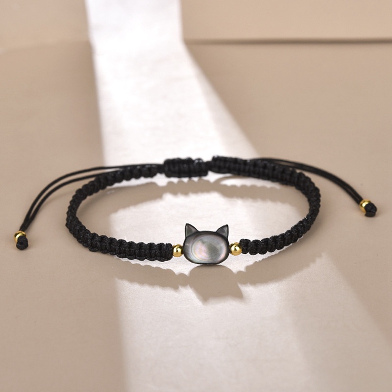 Handmade Jepang Kucing Laut Shell Moonstone Gelang Hitam Tajam Kristal Segi Transfer Manik Rantai Sederhana Unik Bohemia Ins Gaya Keren Sangat Halus Bra
