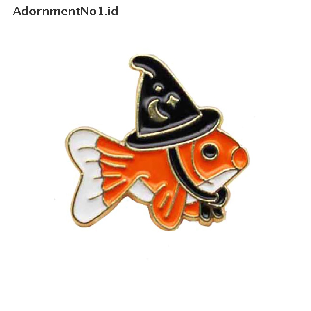 [AdornmentNo1] Bros Ikan Penyihir Kreatif Hewan Lucu Enamel Pin Ikan Beruntung Dengan Topi Ajaib Lencana Tas Perhiasan Hadiah [ID]