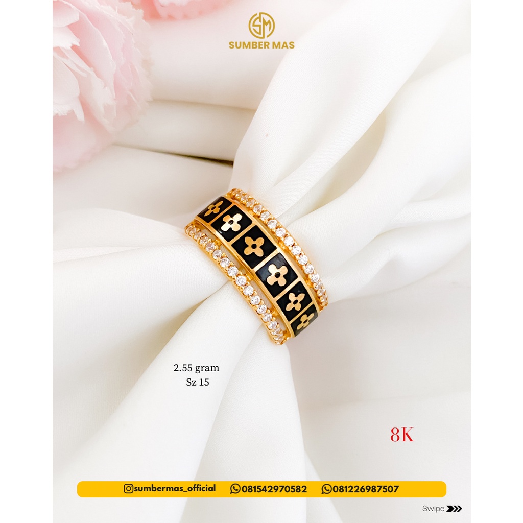ENAMEL &amp; BLACK ENAMEL RINGS 8K - SUMBER MAS
